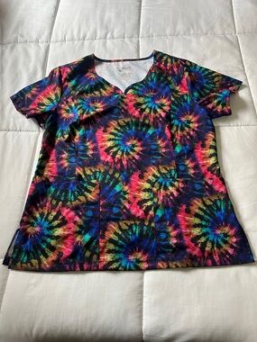 Women's Multicolor Tie-Dye Scrub Top-Pandamed